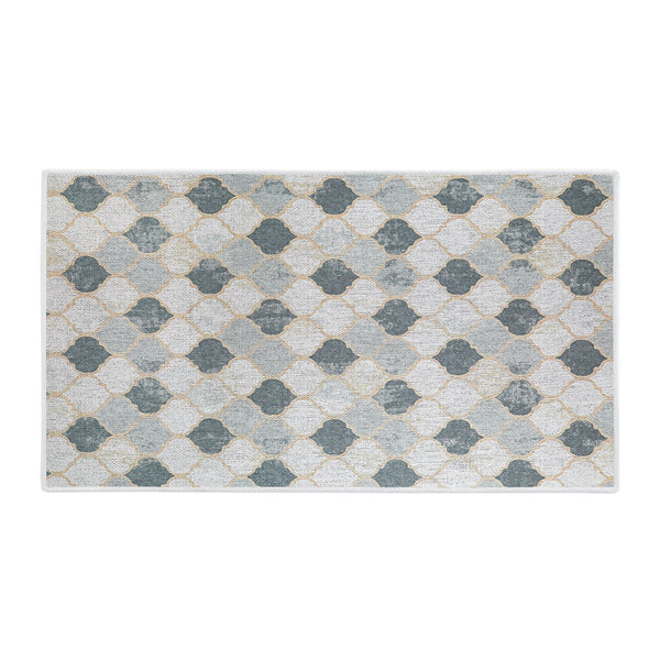 Moroccan Design Multipurpose Floor Mat | 24"x44" | Beige&Gray