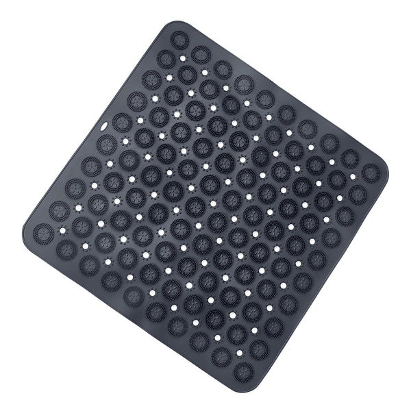 Sussexhome Foot Massager Square Shower Mat with Suction Cups and Drain Holes |21,25" X 21,25"