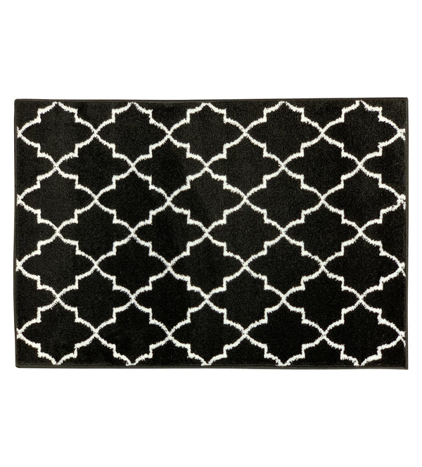 Sussex Home, Landing Rug, Slip Resistant Indoor Carpets Includes Adhesive Tape 2' x 3'-Trellisville Collection |Black&White