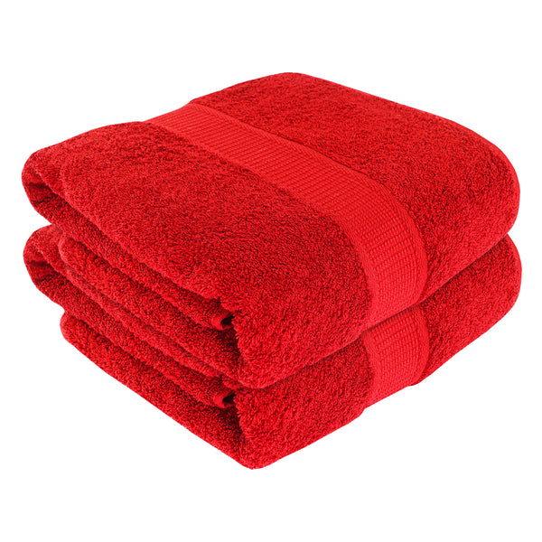 SussexHome Hotel-Quality 2 Piece Of Large Bath Towels - 35 x 70 Inches Wide-Bordered Design