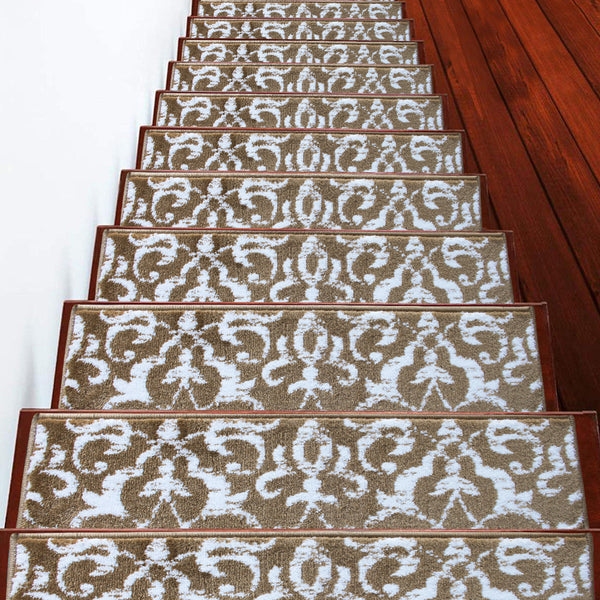 Stair Treads Rug 9"x28" Floral Collection | Beige