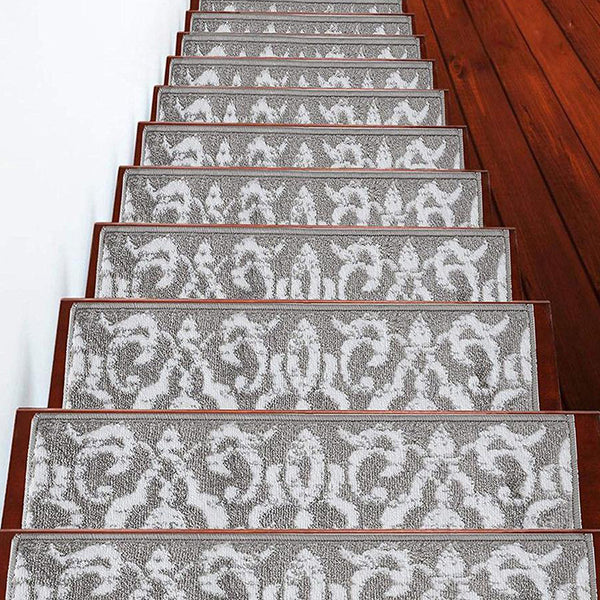 Stair Treads Rug 9"x28" Floral Collection | Gray