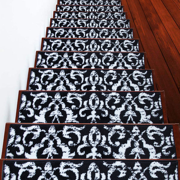 Stair Treads Rug 9"x28" Floral Collection | Navy