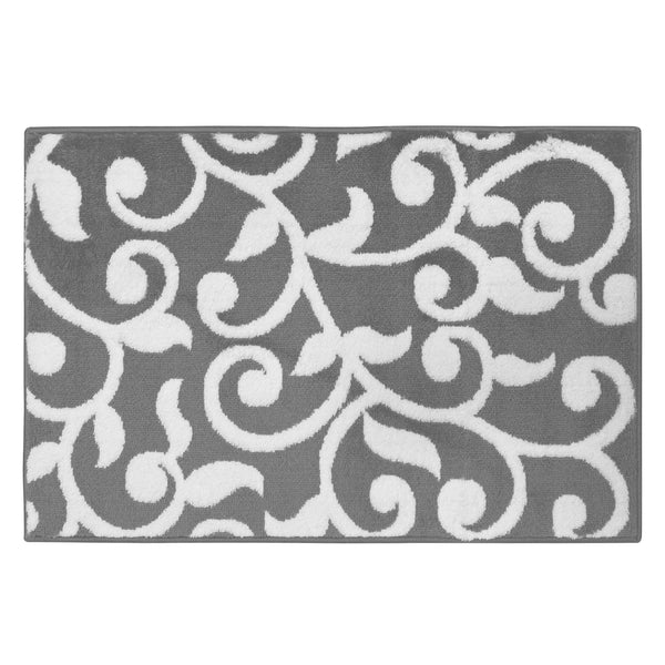 Sussex Home, Landing Rug, Slip Resistant Indoor Carpets Includes Adhesive Tape  2' x 3'-Floral Collection |Gray&White