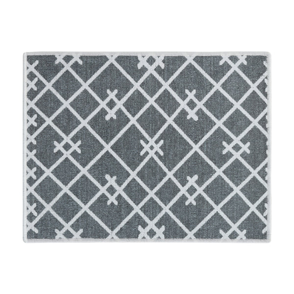 Geometric Pattern Large Dish Drying Mat for Kitchen Counter |24 x 18 x 0.25 Inches | Gray