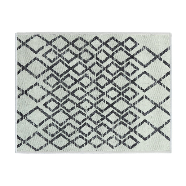 Geometric Diamond Pattern Large Dish Drying Mat for Kitchen Counter |24 x 18 x 0.25 Inches |Ivory