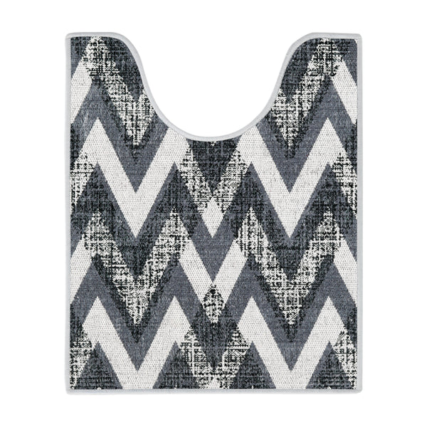 Chevron Design U Shape Bathroom Rug | 20”x24" | Gray