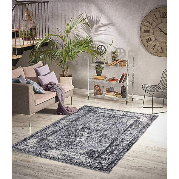 Homeward Collection Non-Skid Area Rug | 5X7 Ft. | Gray Madallion