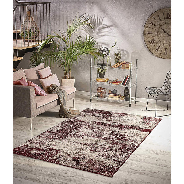 Homeward Collection Non-Skid Area Rug | 5X7 Ft. | Maroon - Beige