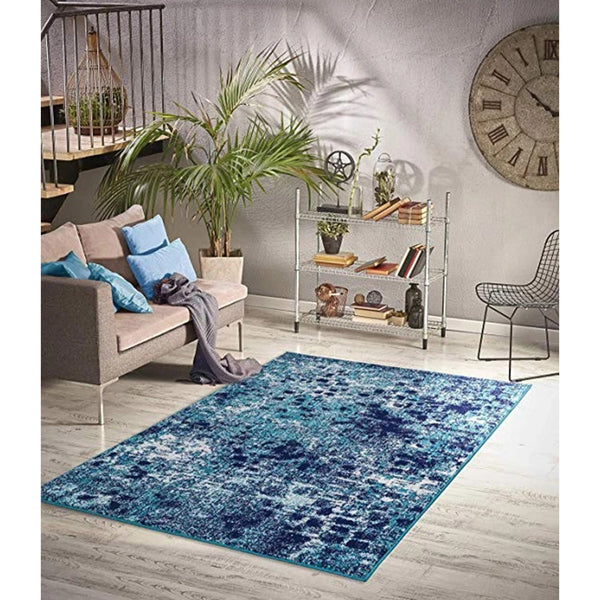 Homeward Collection Non-Skid Area Rug | 5X7 Ft. | Navy - Turquoise