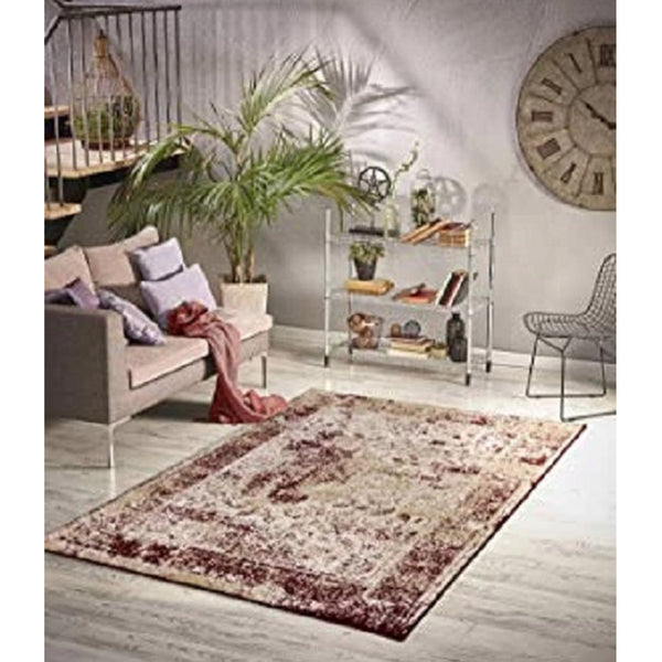 Homeward Collection Non-Skid Area Rug | 5X7 Ft. | Red - Beige