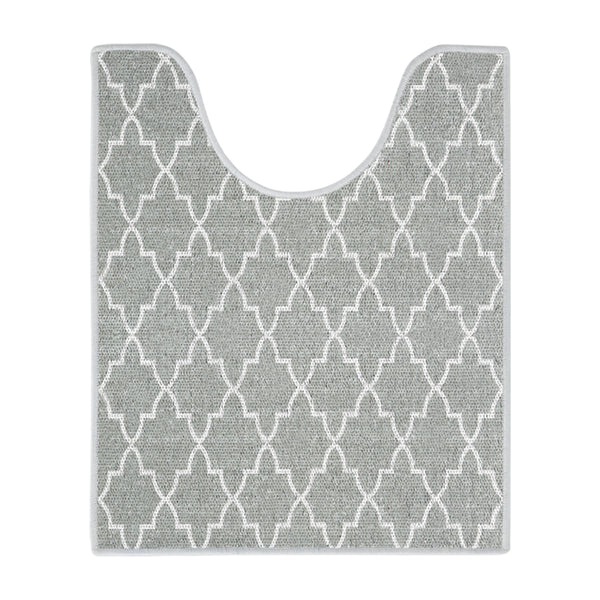 Geometric Design U Shape Bathroom Rug | 20”x24" | Gray