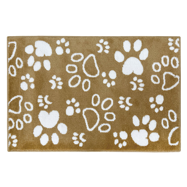 Sussex Home, Landing Rug, Slip Resistant Indoor Carpets Includes Adhesive Tape  2' x 3'-Paw Collection | Beige&White