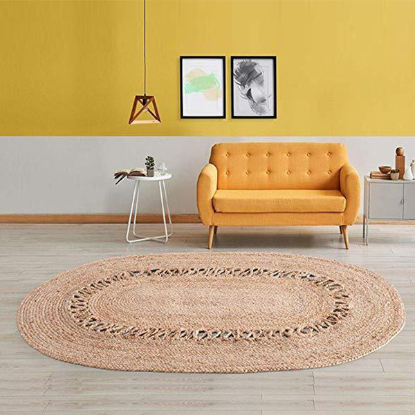 Contemporary Natural Jute Area Rug | 120x180 cm (4'x6') Diameter | Brown