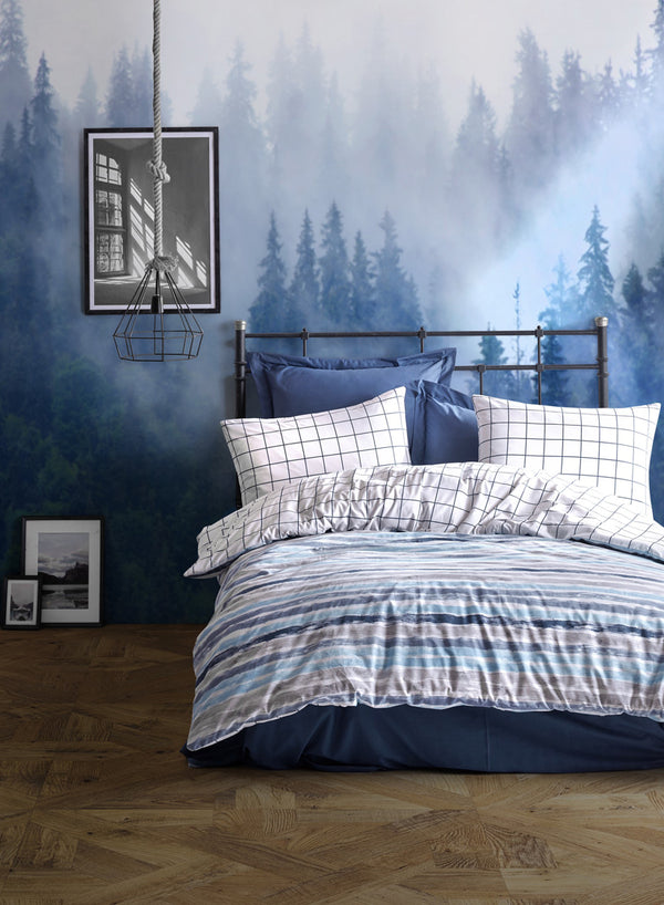 Off White Stripes Duvet Cover Set | Blue