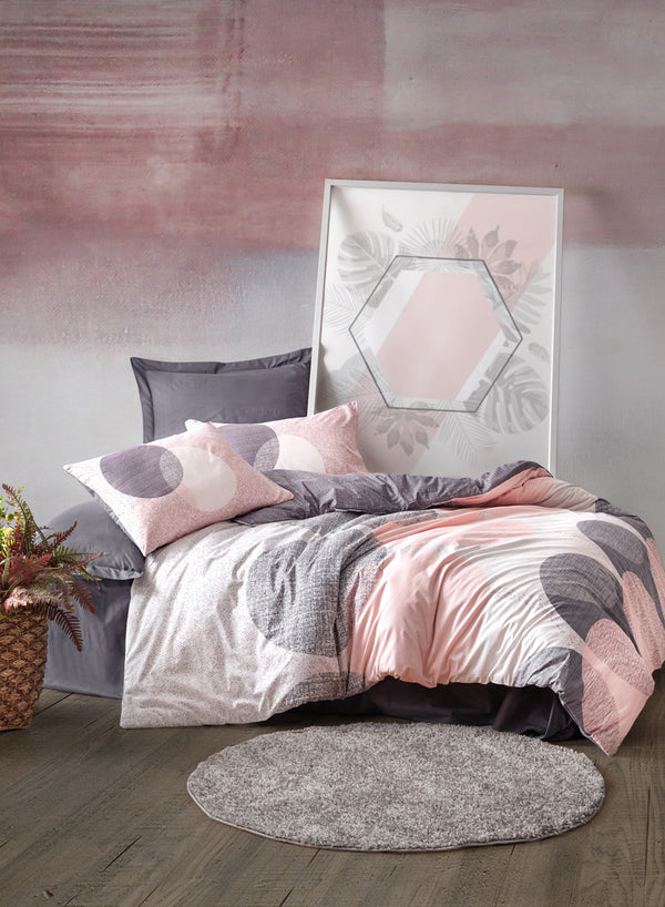 Peach Circles Duvet Cover Set | Pink