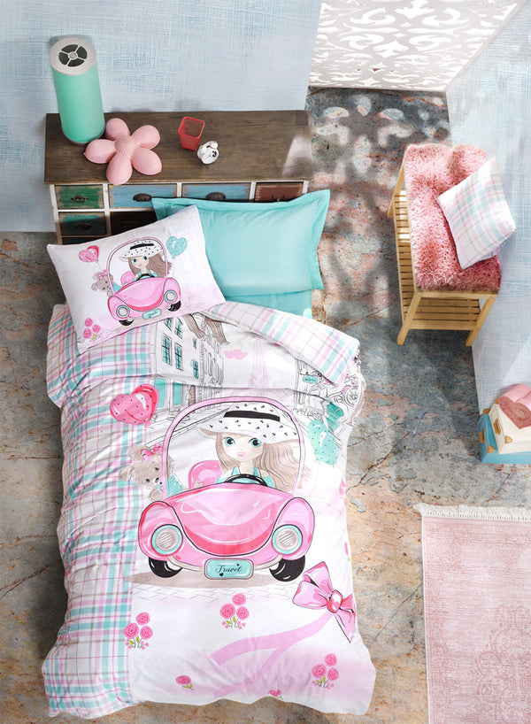 Pink Car Duvet Cover Set | Pink