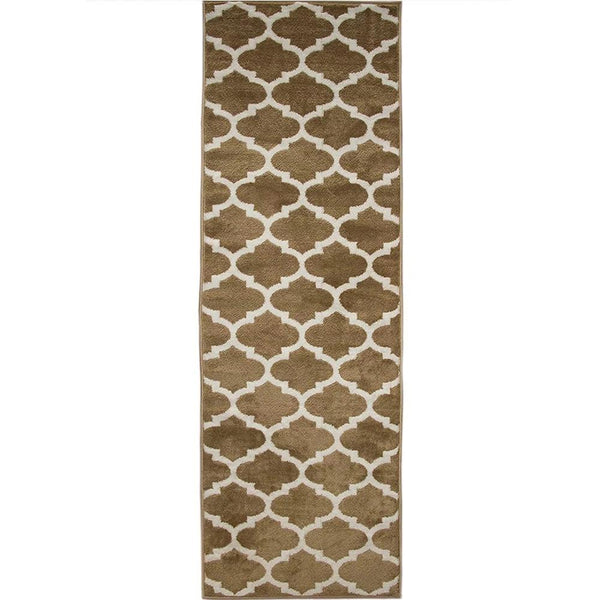 Trellisville Collection Modern Geometric Lattice Trellis Design Runner Rug - 2'3"X7' - Beige