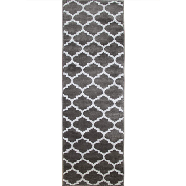 Trellisville Collection Modern Geometric Lattice Trellis Design Runner Rug - 2'3"X7' - Grey