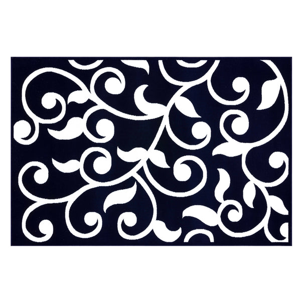 Sussex Home, Landing Rug, Slip Resistant Indoor Carpets Includes Adhesive Tape  2' x 3'-Floral Collection |Navy&White