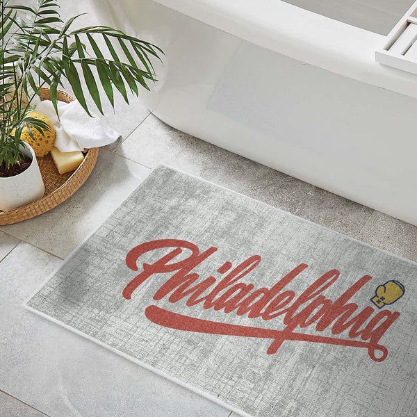 US States Philadelphia Design 3 Piece Bathroom Rugs Set | Red