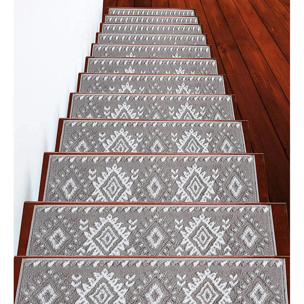 Stair Treads Rug 9"x28" Traditional Collection | Gray & White