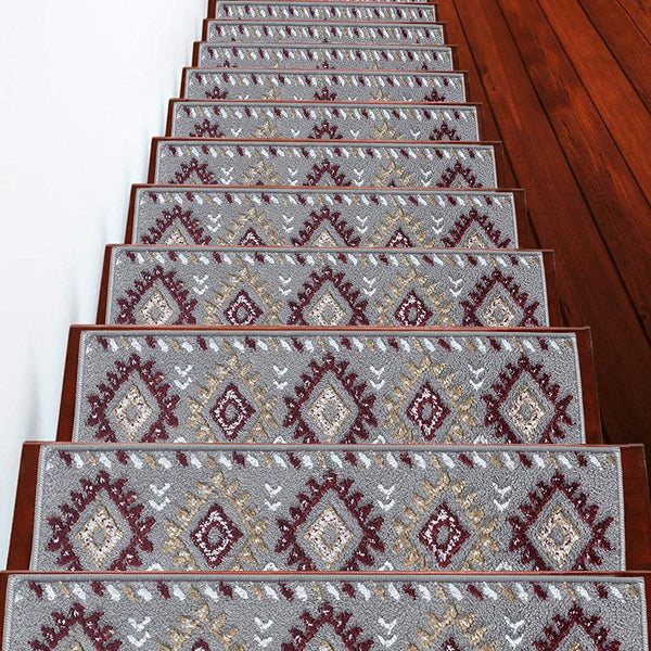 Stair Treads Rug 9"x28" Traditional Collection | Red & White