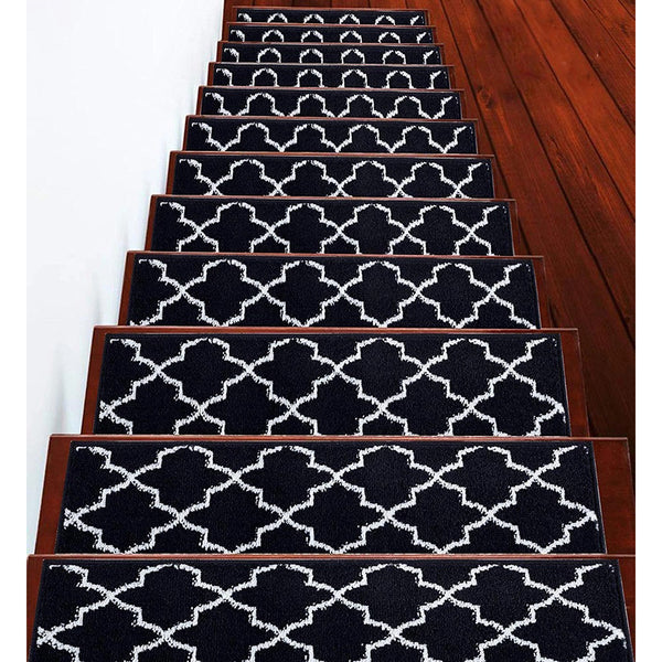 Stair Treads Rug 9"x28" Trellisville Collection | Navy & White