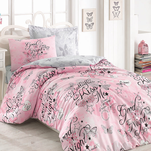 SUSSEXHOME Pink Butterfly  Duvet Cover Set