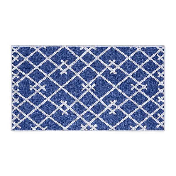 Geometric Design Multipurpose Floor Mat | 24"x44" | Navy