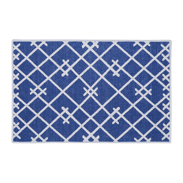 Geometric Design Multipurpose Floor Mat | 20"x31" | Navy