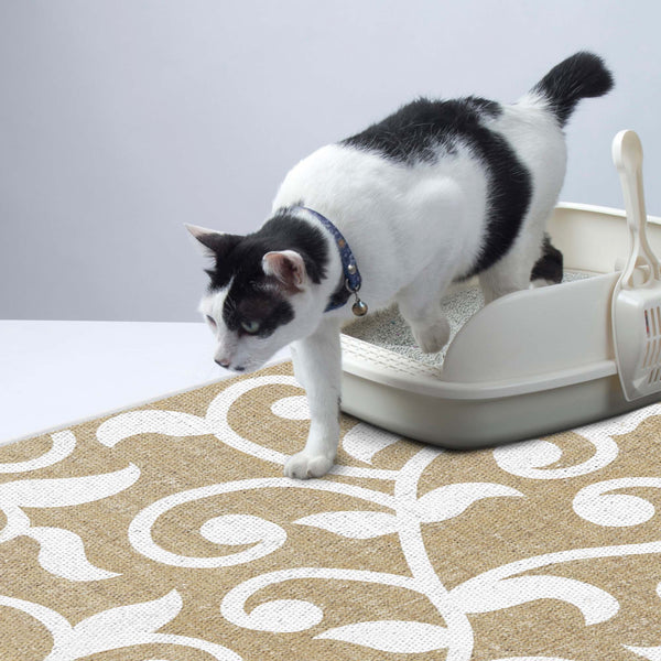 SussexHome Pets Ultra-Thin Cat and Dog Litter Mat for Litter Box - Washable Soft Natural Cotton - Slip Resistant