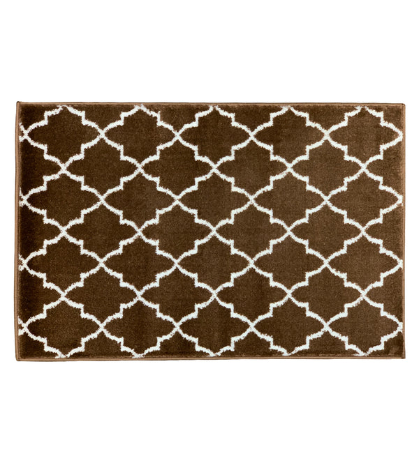 Sussex Home, Landing Rug, Slip Resistant Indoor Carpets Includes Adhesive Tape 2' x 3'-Trellisville Collection |Brown&White