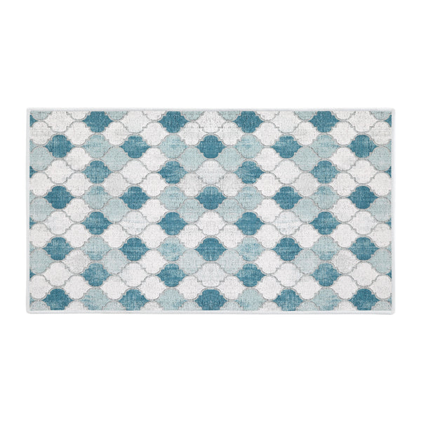 Moroccan Design Multipurpose Floor Mat | 24"x44" | Gray&Blue