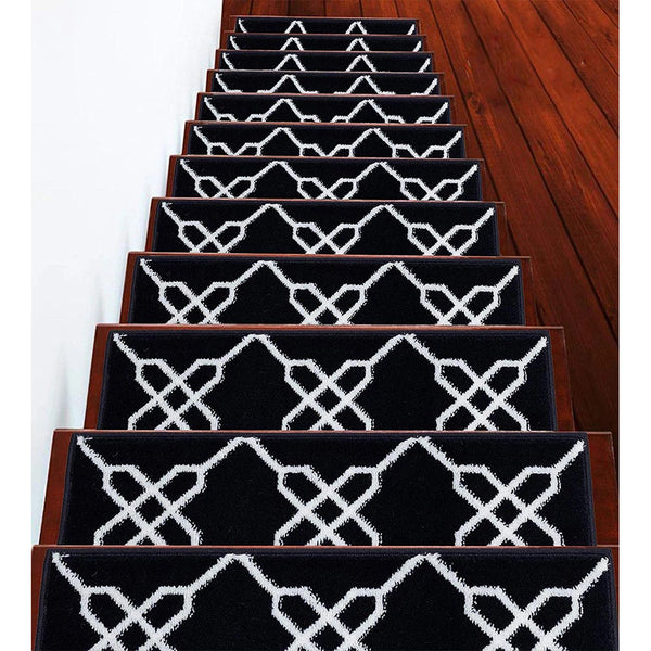 Stair Treads Rug 9"x28" Zigzag Collection | Navy & White