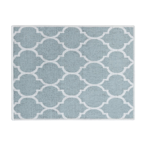 Geometric Pattern Large Dish Drying Mat for Kitchen Counter |24 x 18 x 0.25 Inches |Light Teal