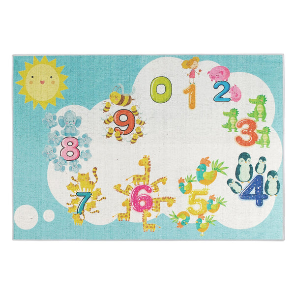 Low Pile- Non-Slip- Educational Kids Rug for Playroom |Numbers Pattern |39.5 x 59 Inches