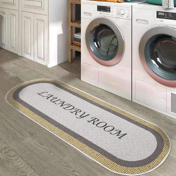 Non Skid Washable Laundry Room Rug Runner - 20" x 59" | Gray&Gold