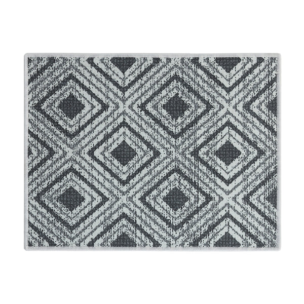 Geometric Pattern Large Dish Drying Mat for Kitchen Counter |24 x 18 x 0.25 Inches | Gray