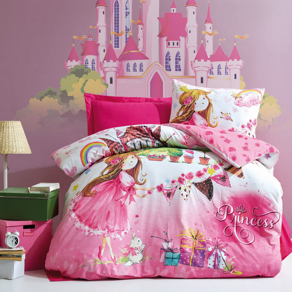 SUSSEXHOME Pink Rose Princess Duvet Cover Set