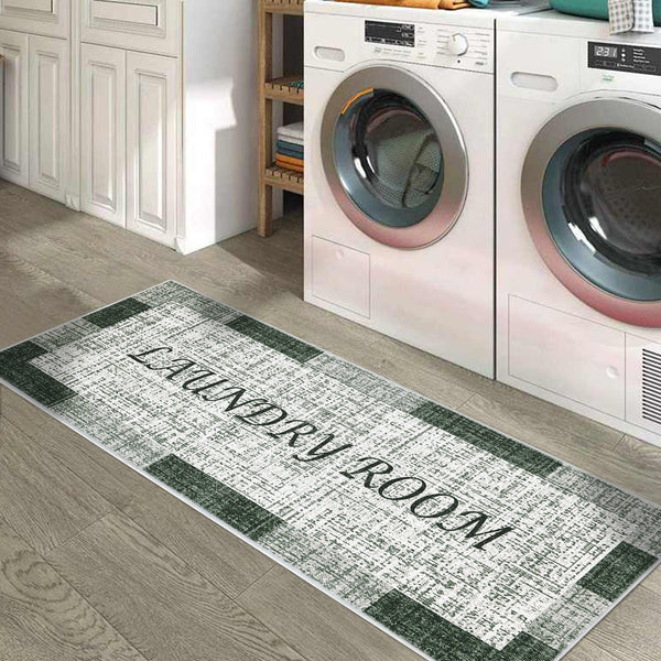 SussexHome Non Skid Washable Laundry Room Rug Runner - 20" x 59" | Olive Green