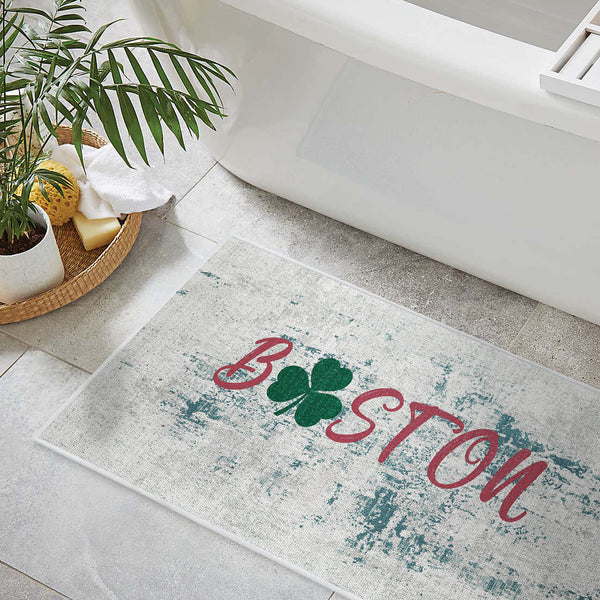 US States Boston Design 3 Piece Bathroom Rugs Set |Green