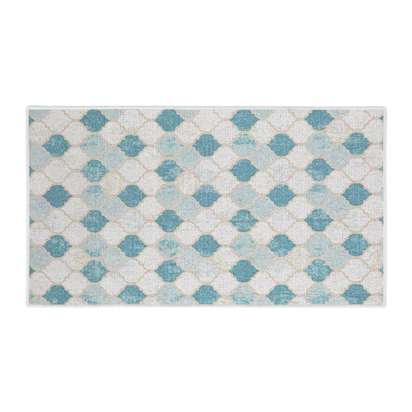 Moroccan Design Multipurpose Floor Mat | 24"x44" | Beige&Blue