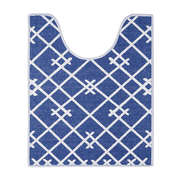 Geometric Design U Shape Bathroom Rug | 20”x24" | Navy