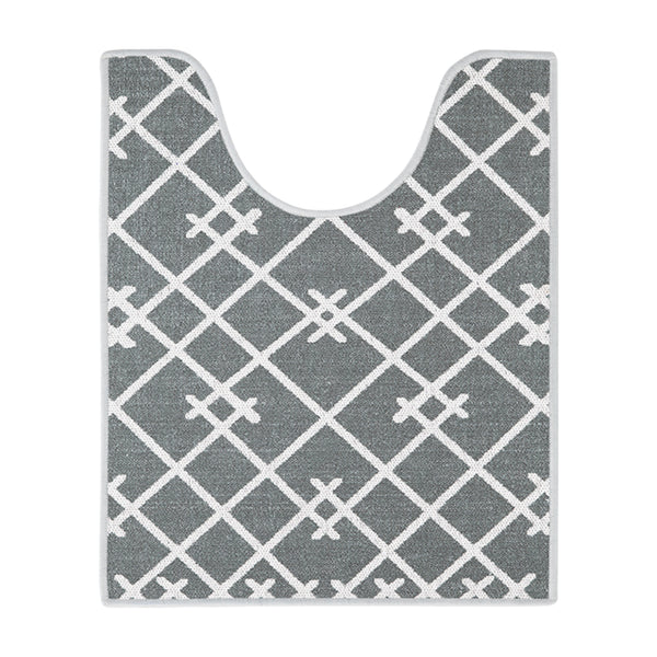 Geometric Design U Shape Bathroom Rug | 20”x24" | Gray