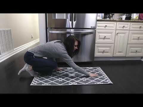 Geometric Design Non Skid Washable Kitchen Runner Rugs Set of 2| 44 x 24 and 31.5 x 20 Inches Floor Mats |Gray