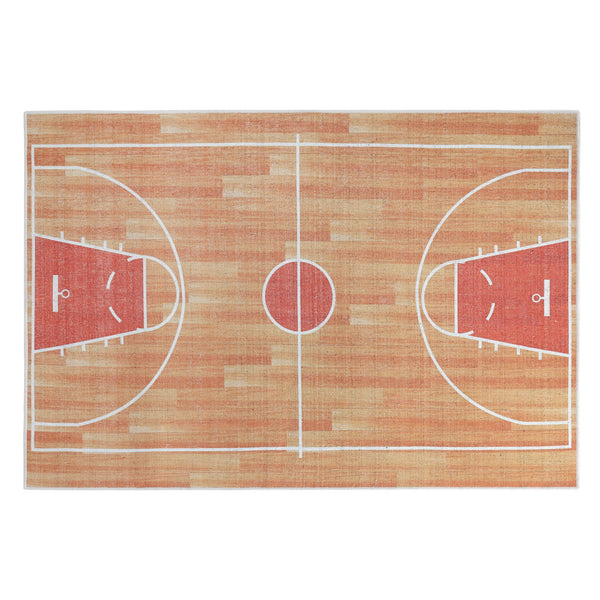 Low Pile- Non-Slip- Educational Kids Rug for Playroom |Basketball Pattern |39.5 x 59 Inches