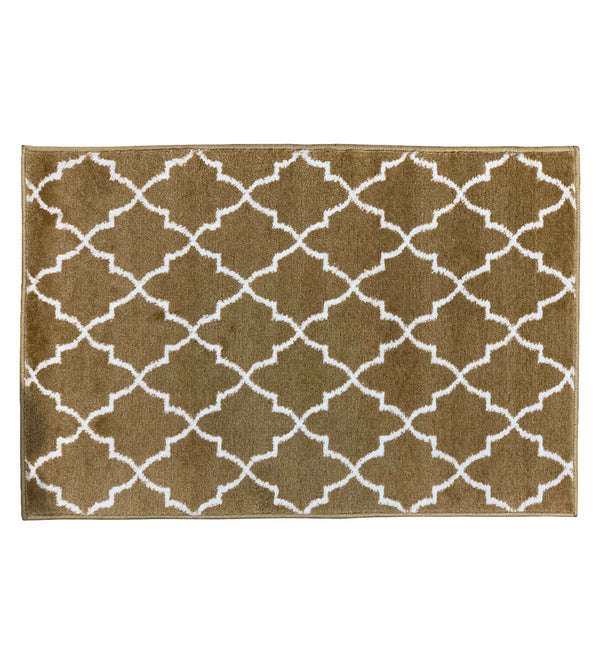 Sussex Home, Landing Rug, Slip Resistant Indoor Carpets Includes Adhesive Tape 2' x 3'-Trellisville Collection |Beige&White