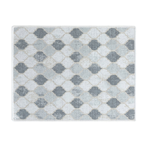 Moroccan Pattern Large Dish Drying Mat for Kitchen Counter |24 x 18 x 0.25 Inches | Beige&Gray