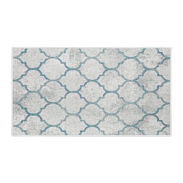 Geometric Design Multipurpose Floor Mat | 24"x44" | Gray&Teal